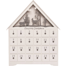 Advent Calendars Transpac Wood 16.73 in. White Christmas Winter Advent Calendar 16.73 In. L X 13.58 In. W X 16.73 In. H