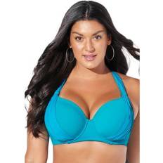 Bikini Tops Swimsuits For All Plus Women's Bra Sized Drape Front Underwire Bikini Top in Luxury Size F
