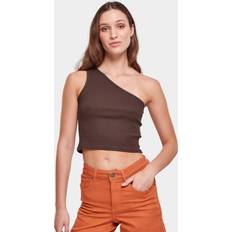 Cropped Blusen Urban Classics Cropped Asymmetric Top Braun