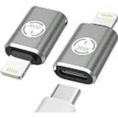 MoKo USB C to Lightning Adapter 2 Pack USB C Female to Lightning Male Adapter Supports 20W PD Fast Charging Data Transfer for iPhone 14/13/12/11/XS/XR/SE, iPad/iPod/AirPods, Not for Headphones/OTG