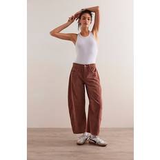 Corduroy - Women Jeans Free People We The Good Luck Mid-Rise Cord Barrel Jeans in Emperador