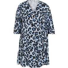 Evoked Vila Leopard Print Wrap Dress - Egretleo