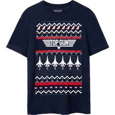 Top Gun Mens Fair Isle Christmas T-Shirt - Dark Blue