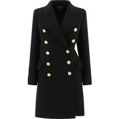 Coats Balmain Coat With Gold Buttons Coats Nero-Donna Black