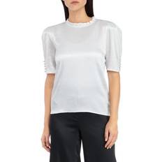 Calvin Klein Blouses Calvin Klein Women's Short Sleeve Crew Neck Ruffle Blouse, Nimbus