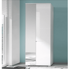 Lifestyle white gloss tall slim mirrored Wardrobe