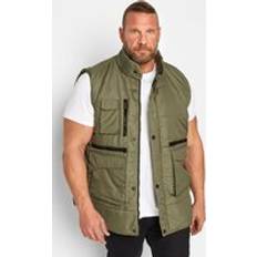 Kam Outerwear Kam Mens Big & Tall Green Military Multi Pocket Gilet Big & Tall