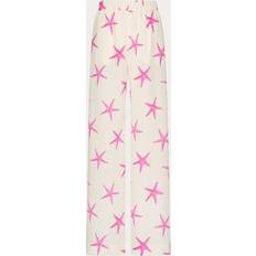 Valentino Rosa Byxor & Shorts Valentino STARFISH CREPE DE CHINE TROUSERS Wo IVORY/PINK PP