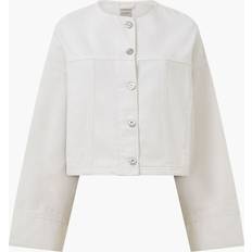 French Connection Cotton Outerwear French Connection Denver Denim Relaxed Wide Sleeve Jacket Ecru White