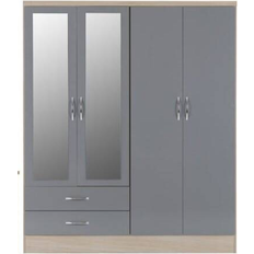 Wardrobes SECONIQUE Nevada Grey /Light Oak Wardrobe 154x182.5cm 4pcs