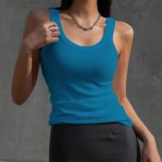 Slim Tank Tops Shein Womens Solid Color Round Neck Tank Top For Summer