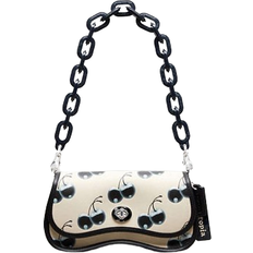 Leather - Unisex Crossbody Bags Coach Wavy Dinky Bag In Coachtopia Leather With Cherry Print - Black/Chalk Multi