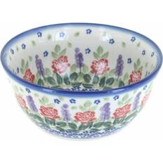 Ceramic Breakfast Bowls Blue Rose Pottery WR Unikat Roses Are Red Breakfast Bowl 6"