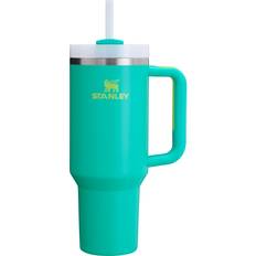 Green Cups & Mugs Stanley Quencher H2.0 FlowState Heat Wave Collection Tropical Teal Travel Mug 40fl oz