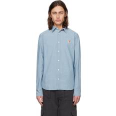 Grey - Oxford Shirts Maison Kitsuné Fox Head Classic Cotton Shirt 41/16.5 Blue