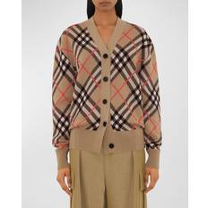 Checkered - Wool Cardigans Burberry Check Wool Mohair-Blend Cardigan -