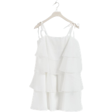 Gina tricot vit klänning Gina Tricot Organza Frill Mini Dress - Offwhite