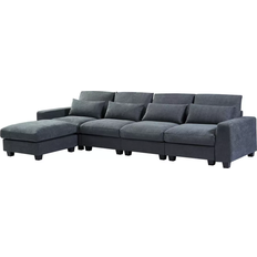 Simplie Fun L Shape Grey Sofa 129" 4 Seater