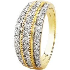 T.H.Baker Three Row Ring - Gold/Diamonds