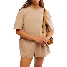 Brown - Women Jumpsuits & Overalls FP Movement Hot Shot Tee Romper Mocha Latte