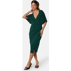 Bubbleroom Gröna Klänningar Bubbleroom Bubbleroom Occasion Wrap Slit Midi Dress - Dark Green