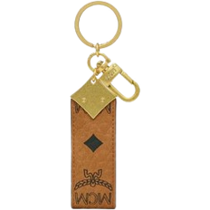 MCM Aren Diamond Logo Key Holder in Visetos - Cognac