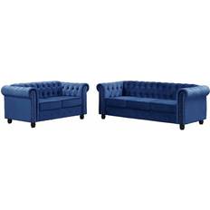 House of Hampton Abdulhameed Light Blue Sofa 82" 2pcs 5 Seater