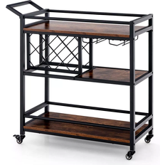 Costway 3 Tier Bar Brown Trolley Table 14x36"