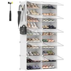 Plastic storage shelves with doors Songmics ULPC035W01 White Shoe Rack 32.7x61.4" 10