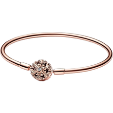 Roségoud Armbanden Pandora Moments Sparkling Snowflake Clasp Bangle - Rose Gold/Transparent