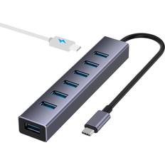 FORIDA USB C to USB Hub, 8 in 1 USB Adapter with 7 Port USB 3.0 Hub,USB C Splitter with USB C 5V/3a Extra Power, 7.9IN/20CM Main Cable USB HUB, USB Extension for Laptop and PC Computer