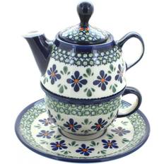 Blue Rose Pottery Mosaic Flower Individual Teapot 0.08gal