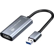 PCERCN 4K HDMI to USB Adapter, USB 3.0 Game Capture Card, 1080P Capture Adapter, Compatible, Recorder, Adapter, for Streaming TV, Teaching, Video Conferencing