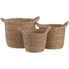Fiber Korgar BigBuy Home Set Med 3 Naturliga Rushkorgar 33 x 33 x 26 cm Korg 33cm 3st