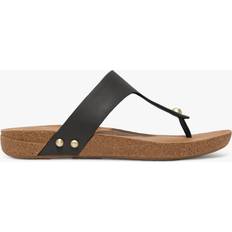 Natural Sandalias Fitflop IQushion Leather Toe - Black