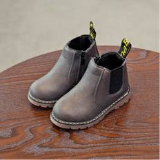 Grey, Kids KIDS ANKLE BOOTS GIRLS BOYS WINTER WARM CHELSEA FUR LINED SNOW BOOTS SHOES One