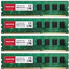 Gigastone 【DDR3 RAM】 Desktop RAM 32 GB 4 x 8 GB DDR3 32 GB DDR3-1600 MHz PC3-12800 CL11 1,5 V UDIMM 240 stift obuffrad icke ECC för PC dator stationär minnesmodul RAM uppgraderingssats endast