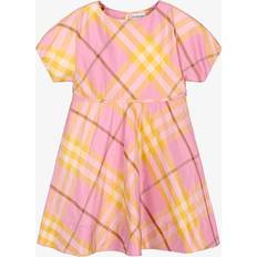 Yellow Dresses Children's Clothing Burberry Childrens Check Silk Dress Carnation Pink 10Y