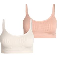 Anne Klein Underwear Anne Klein Women's Bra Pack Seamless Comfort Lounge Bralette, Removable Pads XS-XL Small, Poppy Seed/Rose