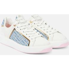 Balmain Skor Balmain B-Court denim-trimmed leather sneakers white