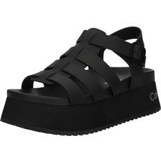 Läderimitation Sandaletter Calvin Klein Jeans Leather Platform Sandals Black