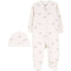 9-12M Sonstige Sets Carter's Baby Girls 2-Piece 2-Way Zip Elephant Cotton Sleep & Play & Cap Set 9M Ivory