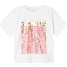 Guld T-shirts Barnkläder Name It T-shirt Beskuren NkfJavase Bright White/Rosa Nekta år 116 T-shirt