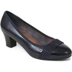 Pavers Block Heeled Court Shoes Navy