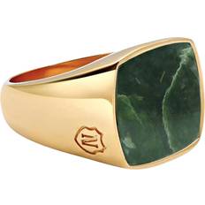 Men's Gold Plated Signet Ring With Green Jade Herr Ringar
