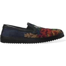 Men - Multicolored Loafers Dolce & Gabbana Multicolor Floral Slippers Men Loafers Shoes EU45/US12