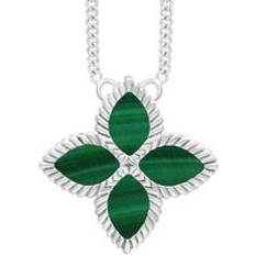 Diamond Necklaces C. W. Sellors 18ct White Gold Malachite Bloom Marquise Flower Necklace Gold