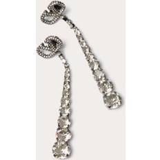 Valentino Garavani VLOGO SIGNATURE METAL AND SWAROVSKI CRYSTAL EARRINGS Wo RUTHENIUM/CRYSTAL UNI