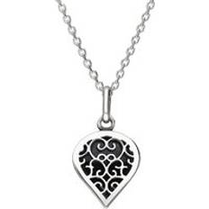 Donna - Oro Bianco Collane C. W. Sellors 9ct White Gold Blue Goldstone Flore Filigree Heart Necklace