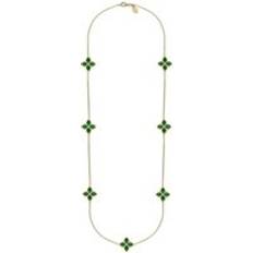 Collares C. W. Sellors 18ct Gold Malachite Bloom Long Marquise Flower Necklace Gold